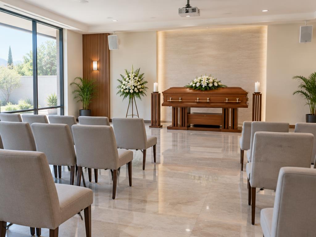 Sala de velación con equipo y asientos